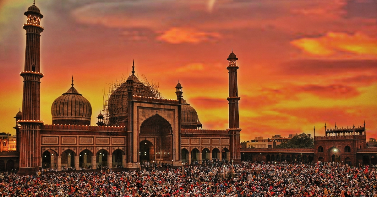 People after paying namaz at Jama Masjid in New Delhi