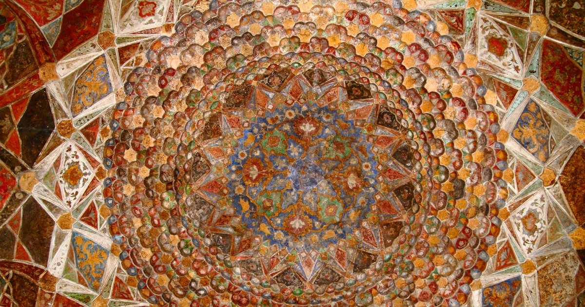 Ornate Ceiling of Chini Ka Rauza 
